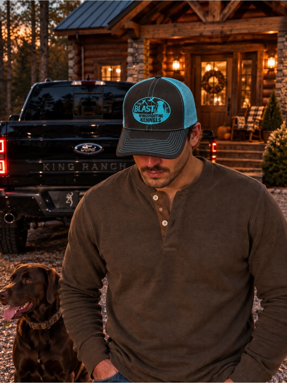 The Blast Wingshooting Kennels Black & Teal Trucker Hat